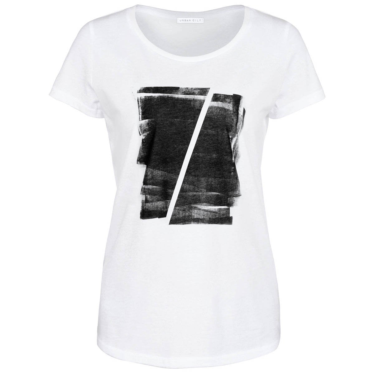 Maddox White Abstract Print T-shirt Front View