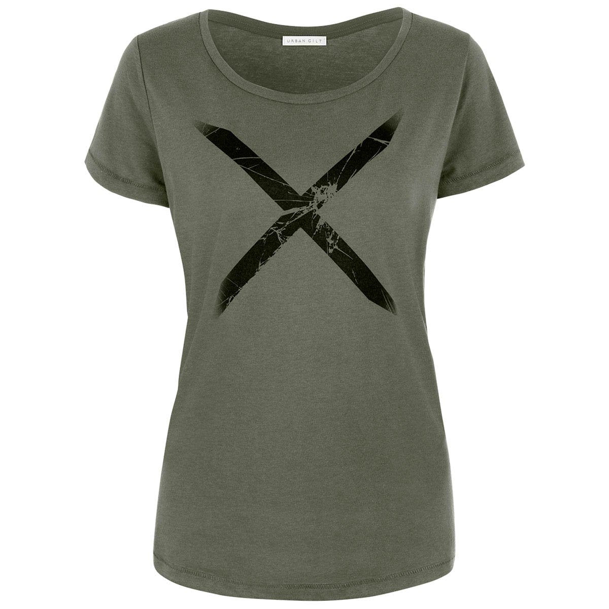 Ridley Khaki Chic Minimalist Style X T-shirt Front View