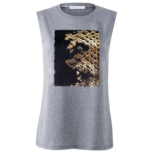 Chiltern Grey Gold Snakeskin Print Top Front View