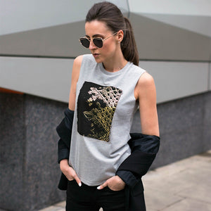 Chiltern Grey Gold Snakeskin Print Top Lifestyle 1