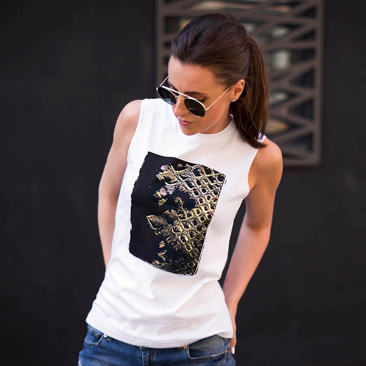 Chiltern White Gold Snakeskin Print Top Lifestyle 2