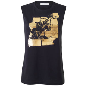 Seymour Black Gold Abstract Print Top Front View