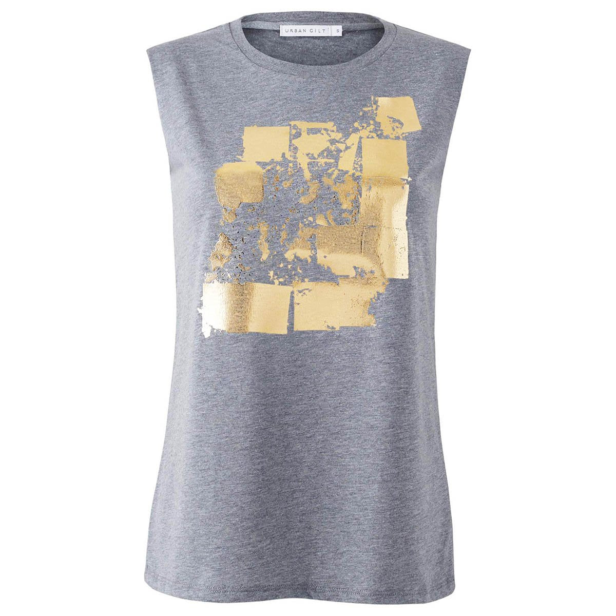 Seymour Grey Gold Abstract Print Top Front View