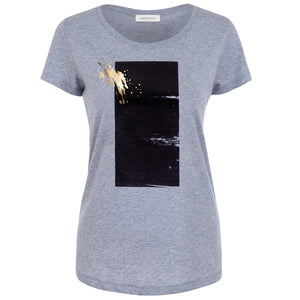 Brook Grey Abstract Gold Splash Print T-shirt Front View