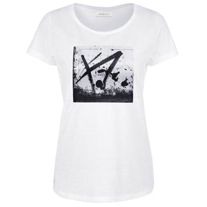 Buxton White Graffiti Print T-shirt Front View