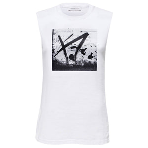 Selby White Graffiti Print Top Front View