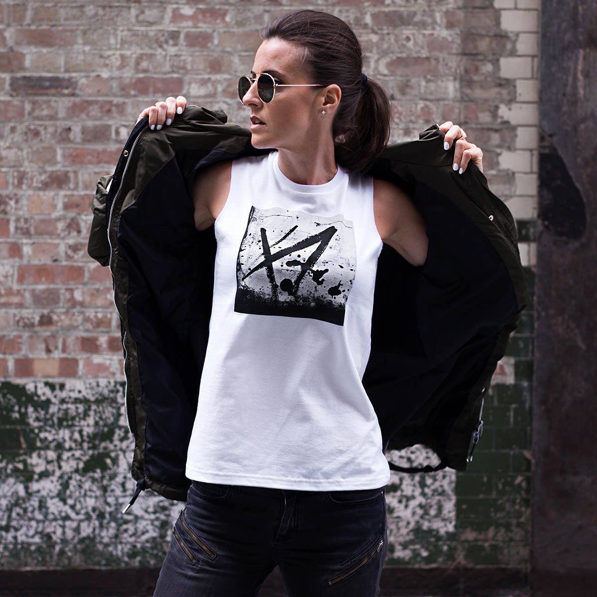 Selby White Graffiti Print Top Lifestyle 1