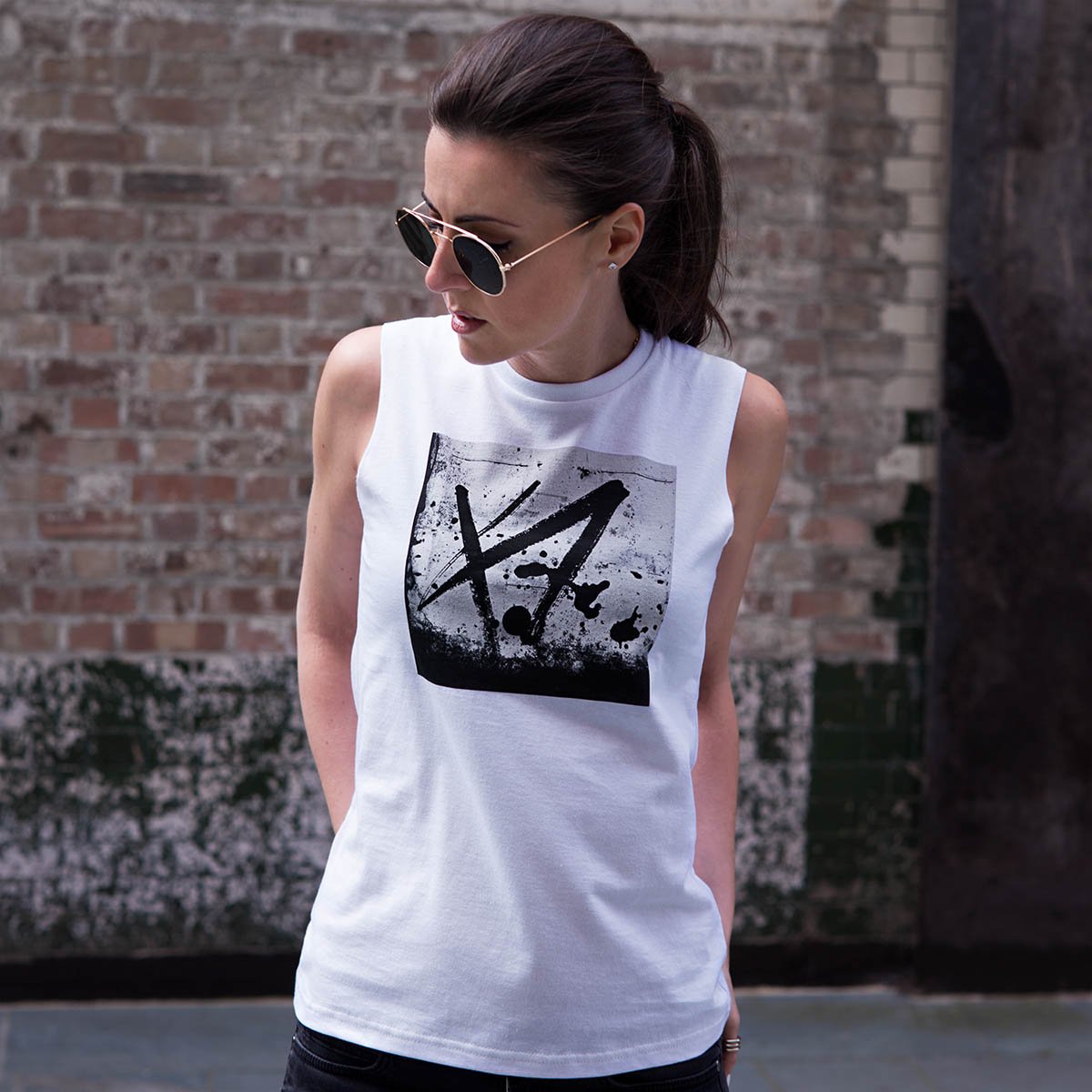 Selby White Graffiti Print Top Lifestyle 2