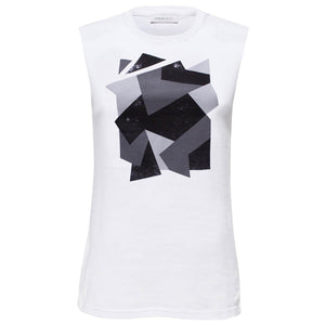 Golborne White Grey Camouflage Abstract Print Top Front View