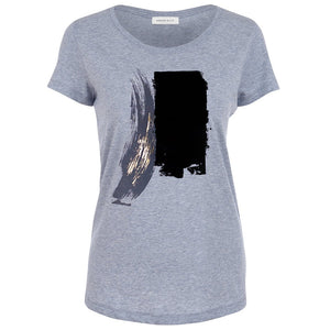 Maltby Grey Abstract Paint Stroke Print T-shirt Front View