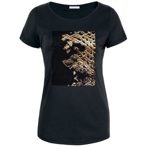 Pearson Black Gold Snakeskin Print T-shirt Front View